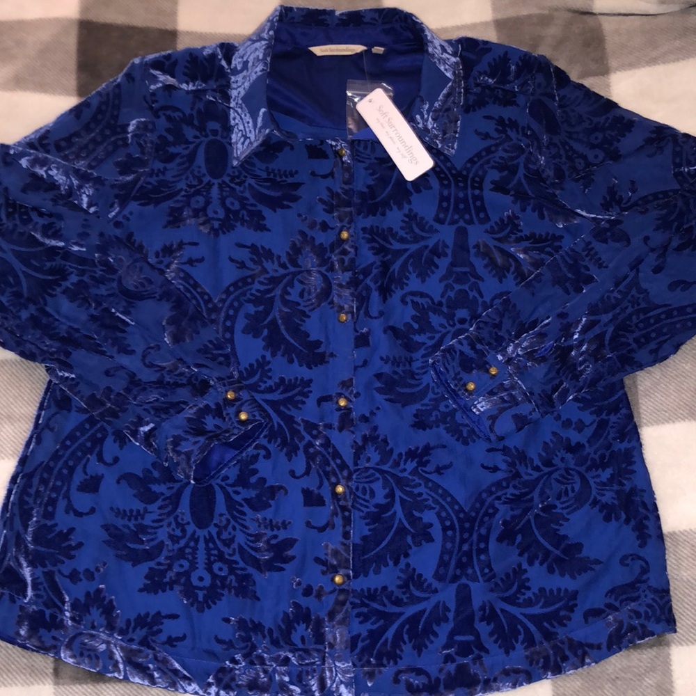 NWT Soft Surroundings Floreat Velvet Shirt